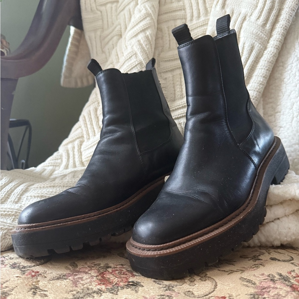Sam Edelman Black Leather Chunky Boots